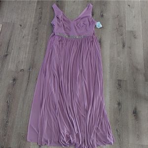 David's Bridal V-Neck Beaded Mesh Dress With Slit Size 26